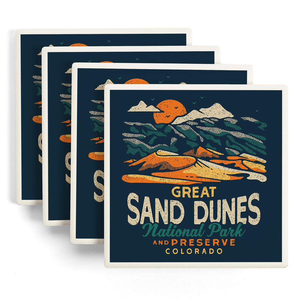 Colorado, Great Sand Dunes National Park and Preserve, Distressed, Coasters Coasters Lantern Press 