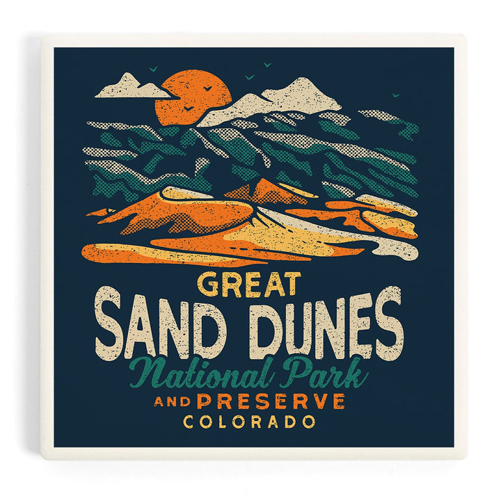 Colorado, Great Sand Dunes National Park and Preserve, Distressed, Coasters Coasters Lantern Press 