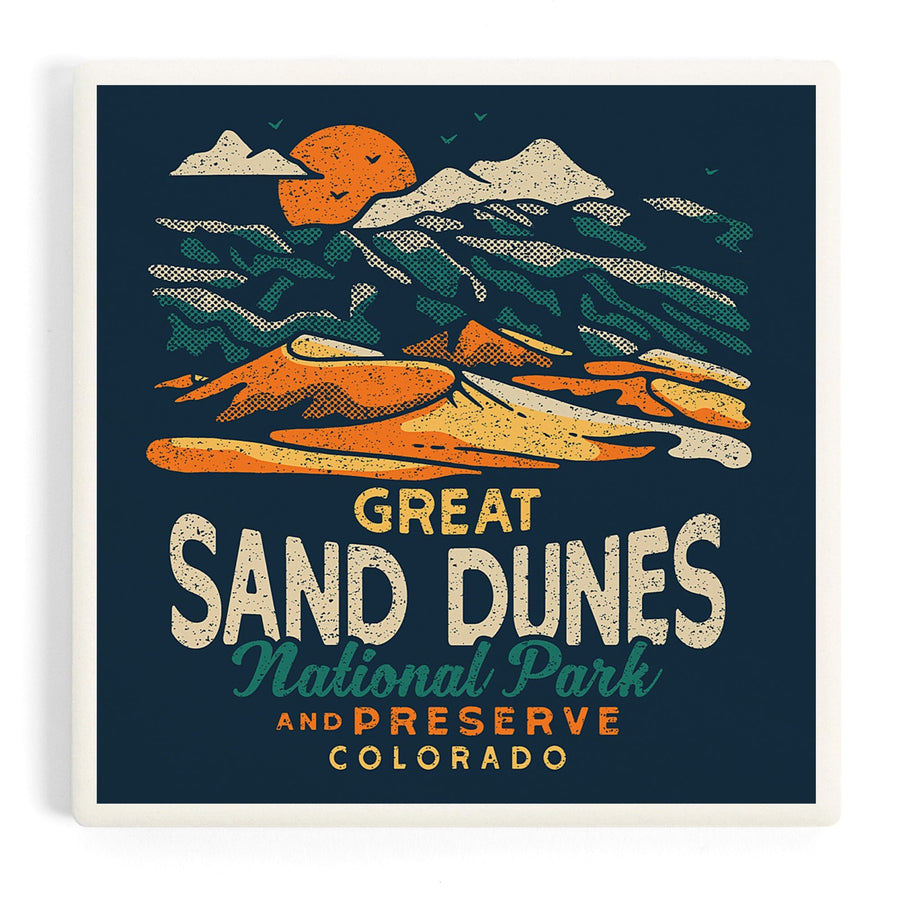 Colorado, Great Sand Dunes National Park and Preserve, Distressed, Coasters Coasters Lantern Press 