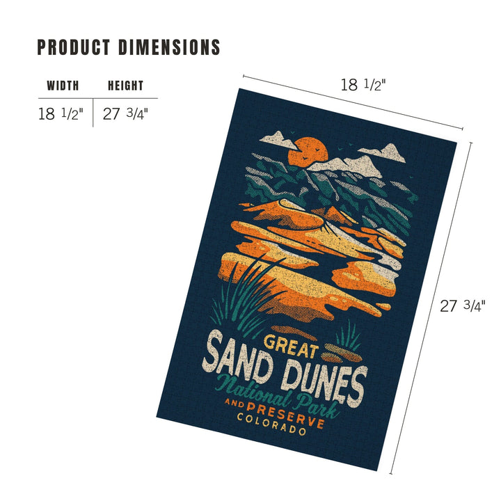 Colorado, Great Sand Dunes National Park and Preserve, Distressed, Jigsaw Puzzle Puzzle Lantern Press 