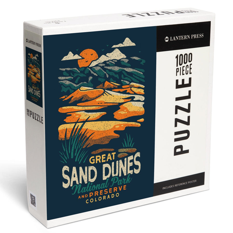 Colorado, Great Sand Dunes National Park and Preserve, Distressed, Jigsaw Puzzle Puzzle Lantern Press 