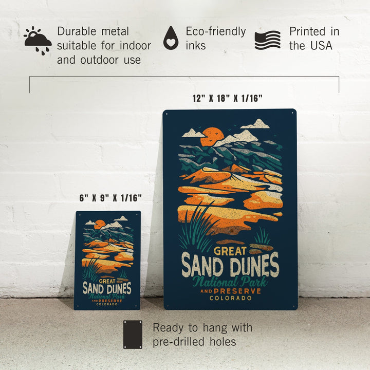 Colorado, Great Sand Dunes National Park and Preserve, Distressed, Metal Signs Metal Lantern Press 