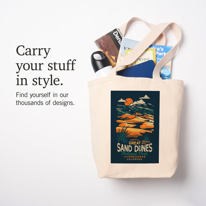 Colorado, Great Sand Dunes National Park and Preserve, Distressed, Tote Bag Totes Lantern Press 