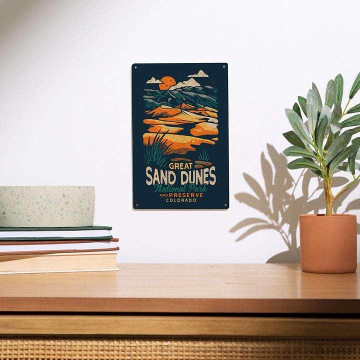 Colorado, Great Sand Dunes National Park and Preserve, Distressed, Wood Signs and Postcards Wood Lantern Press 