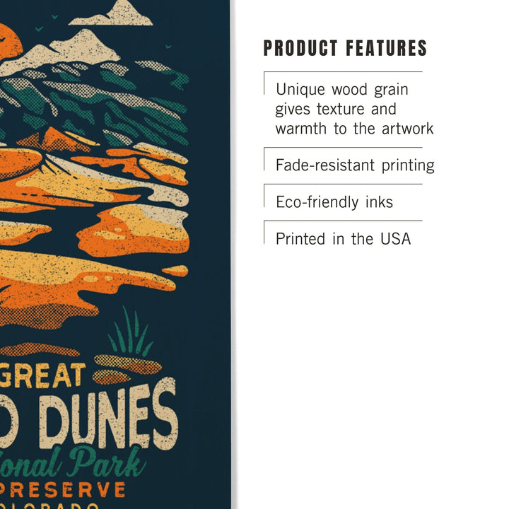 Colorado, Great Sand Dunes National Park and Preserve, Distressed, Wood Signs and Postcards Wood Lantern Press 