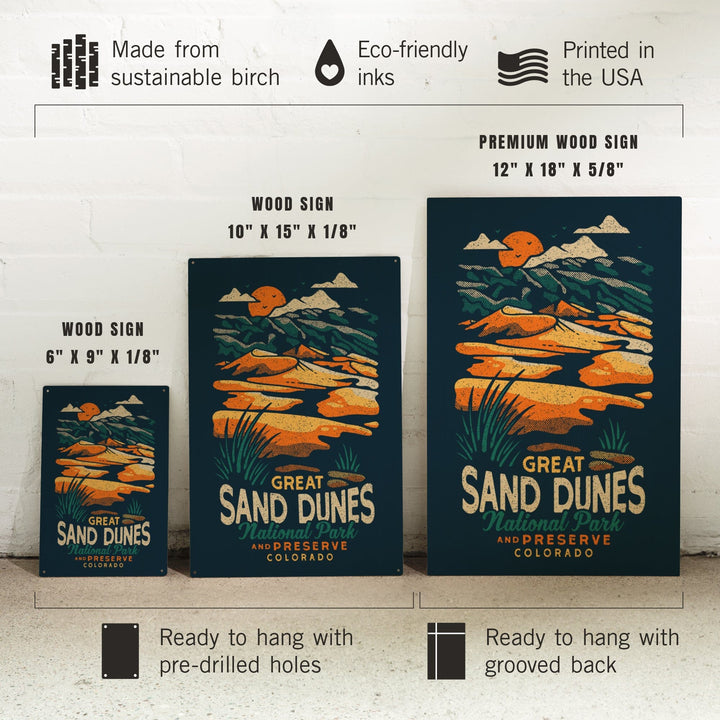 Colorado, Great Sand Dunes National Park and Preserve, Distressed, Wood Signs and Postcards Wood Lantern Press 