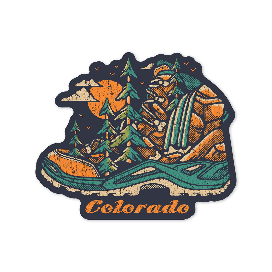 Colorado, Hiking Boot, Vinyl Sticker - Lantern Press