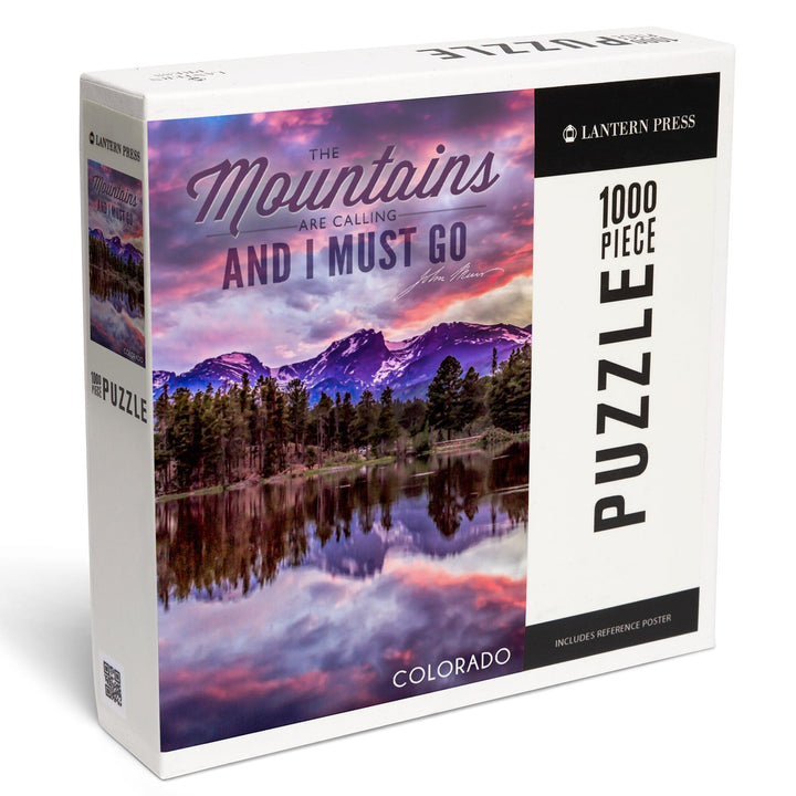 Colorado, John Muir, The Mountains are Calling, Sunset and Lake, Photograph, Jigsaw Puzzle Puzzle Lantern Press 
