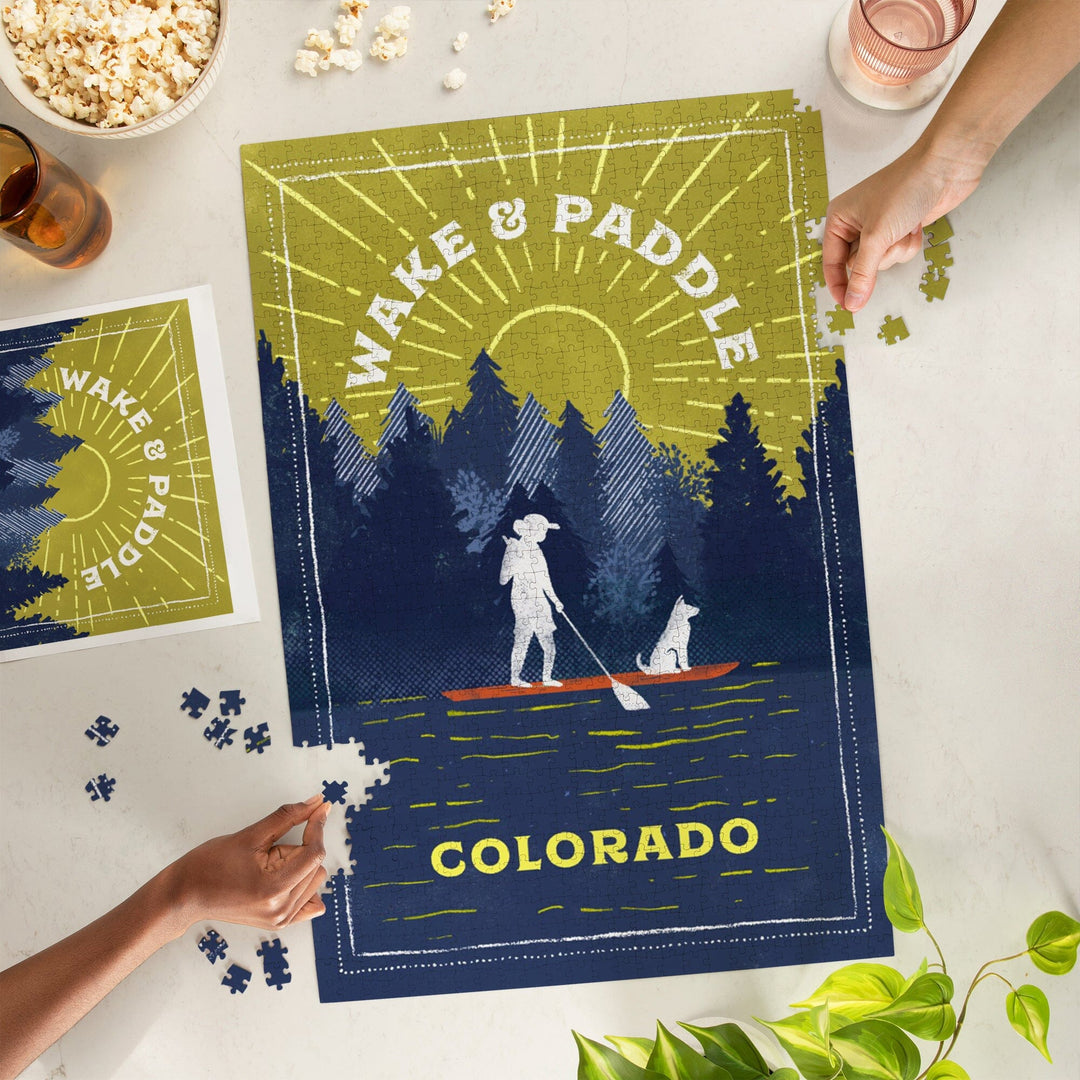 Colorado, Lake Life Series, Wake and Paddle, Landscape with Trees, Jigsaw Puzzle Puzzle Lantern Press 