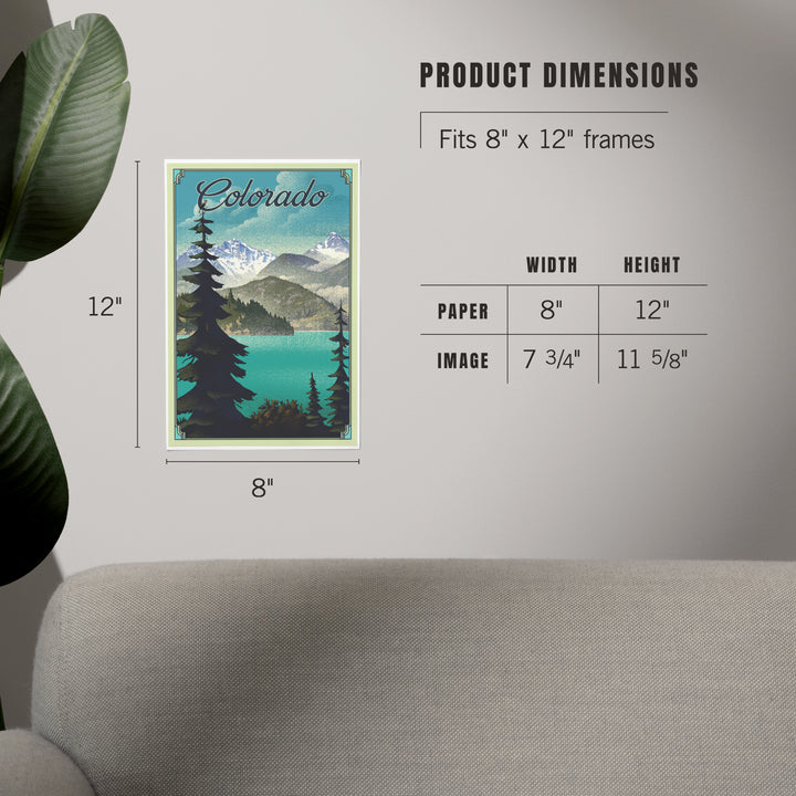 Colorado, Lake Lithograph, Art & Giclee Prints Art Lantern Press 