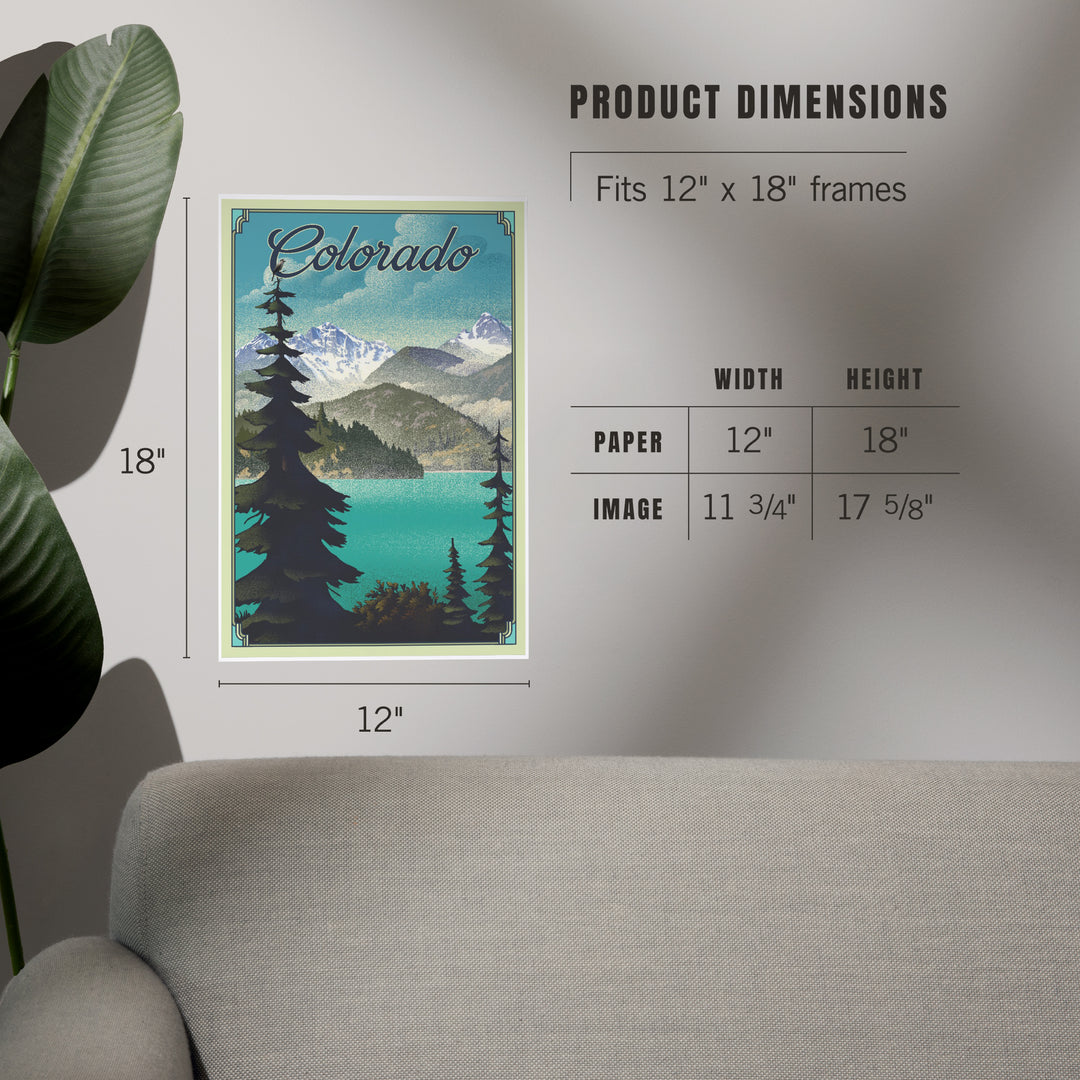 Colorado, Lake Lithograph, Art & Giclee Prints Art Lantern Press 