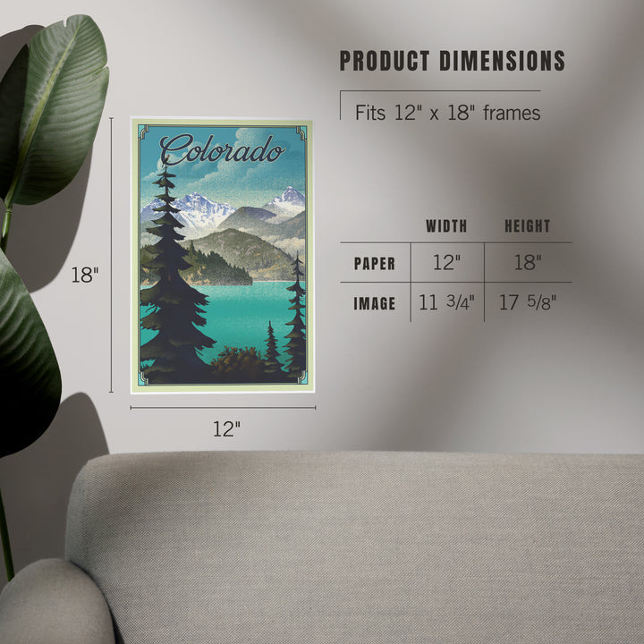 Colorado, Lake Lithograph, Art & Giclee Prints Art Lantern Press 