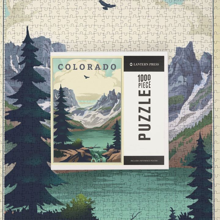 Colorado, Lake, Lithograph, Jigsaw Puzzle Puzzle Lantern Press 