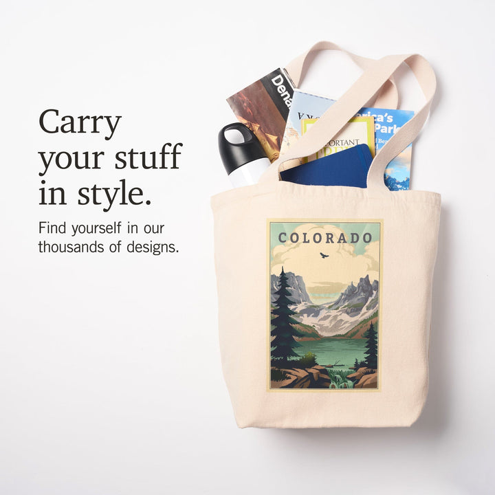 Colorado, Lake, Lithograph, Tote Bag Totes Lantern Press 