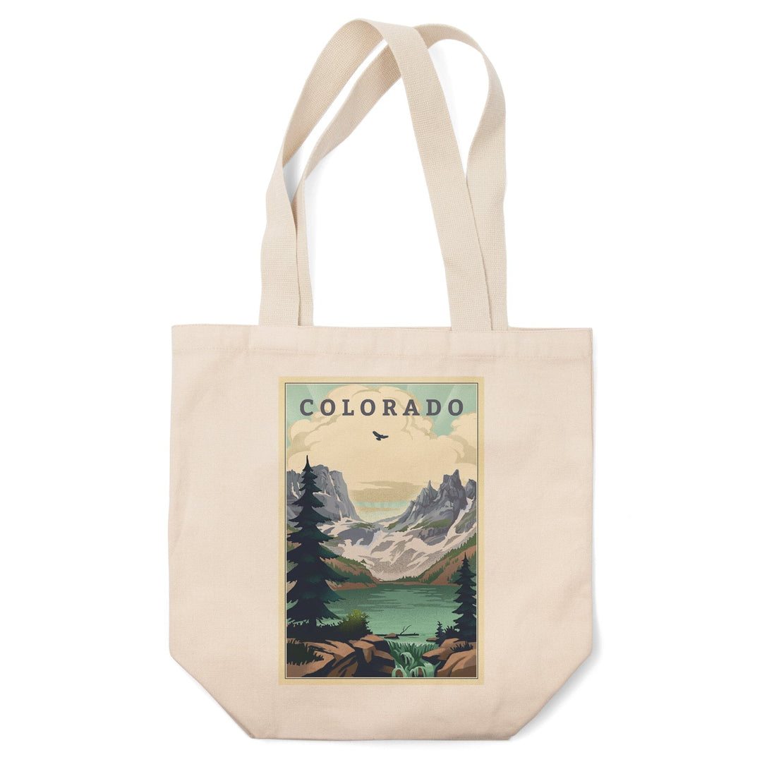 Colorado, Lake, Lithograph, Tote Bag Totes Lantern Press 