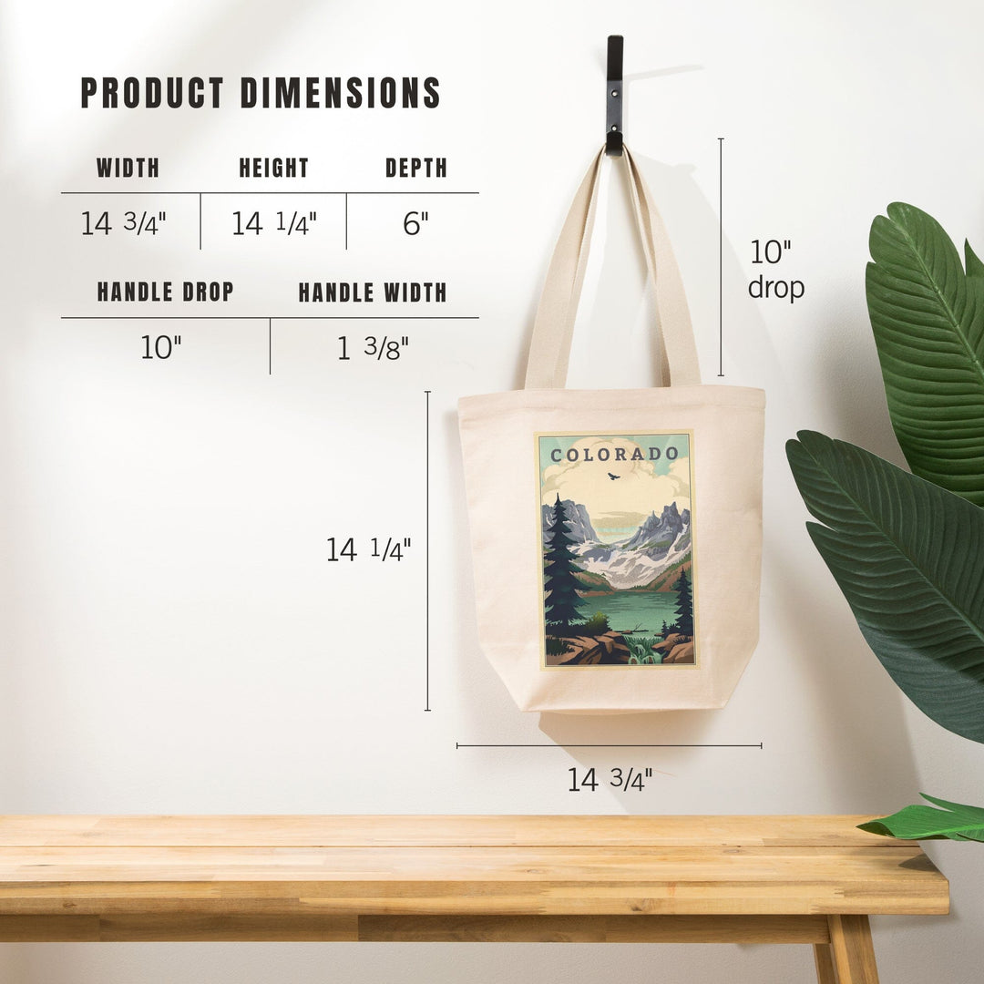 Colorado, Lake, Lithograph, Tote Bag Totes Lantern Press 