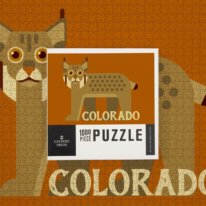 Colorado, Lynx Geometric, Jigsaw Puzzle Puzzle Lantern Press 