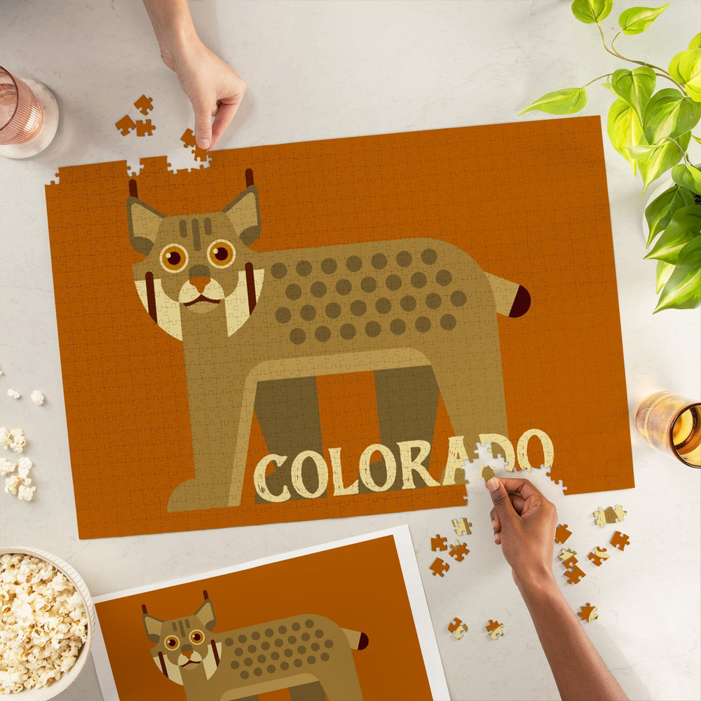 Colorado, Lynx Geometric, Jigsaw Puzzle Puzzle Lantern Press 