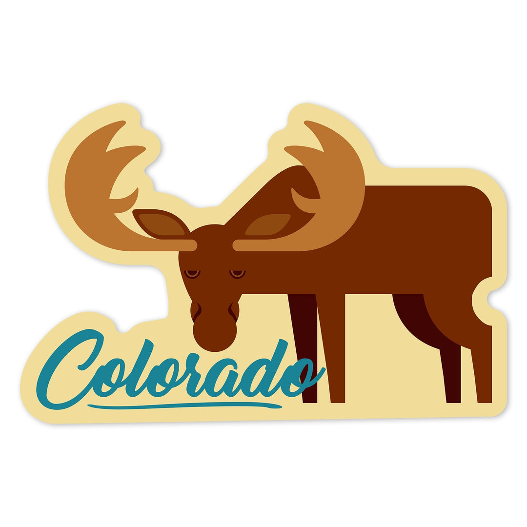 Colorado, Moose, Geometric, Contour, Lantern Press Artwork, Vinyl Sticker Sticker Lantern Press 