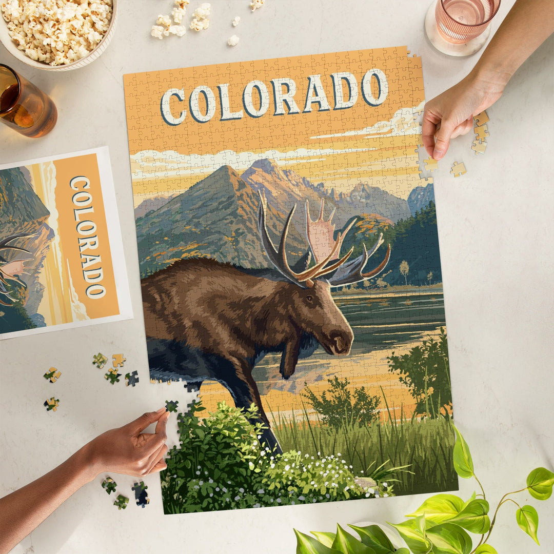 Colorado, Moose, Painterly, Jigsaw Puzzle Puzzle Lantern Press 