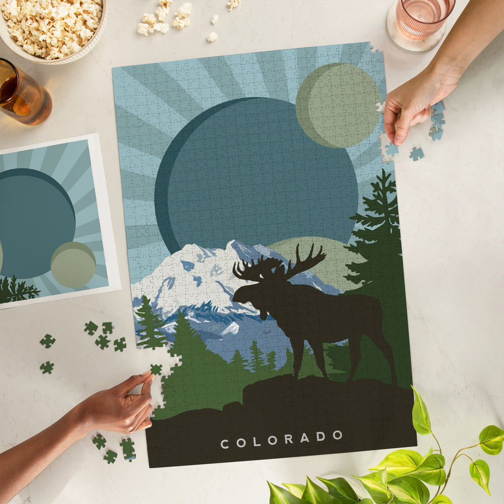Colorado, Moose Silhouette, Jigsaw Puzzle Puzzle Lantern Press 