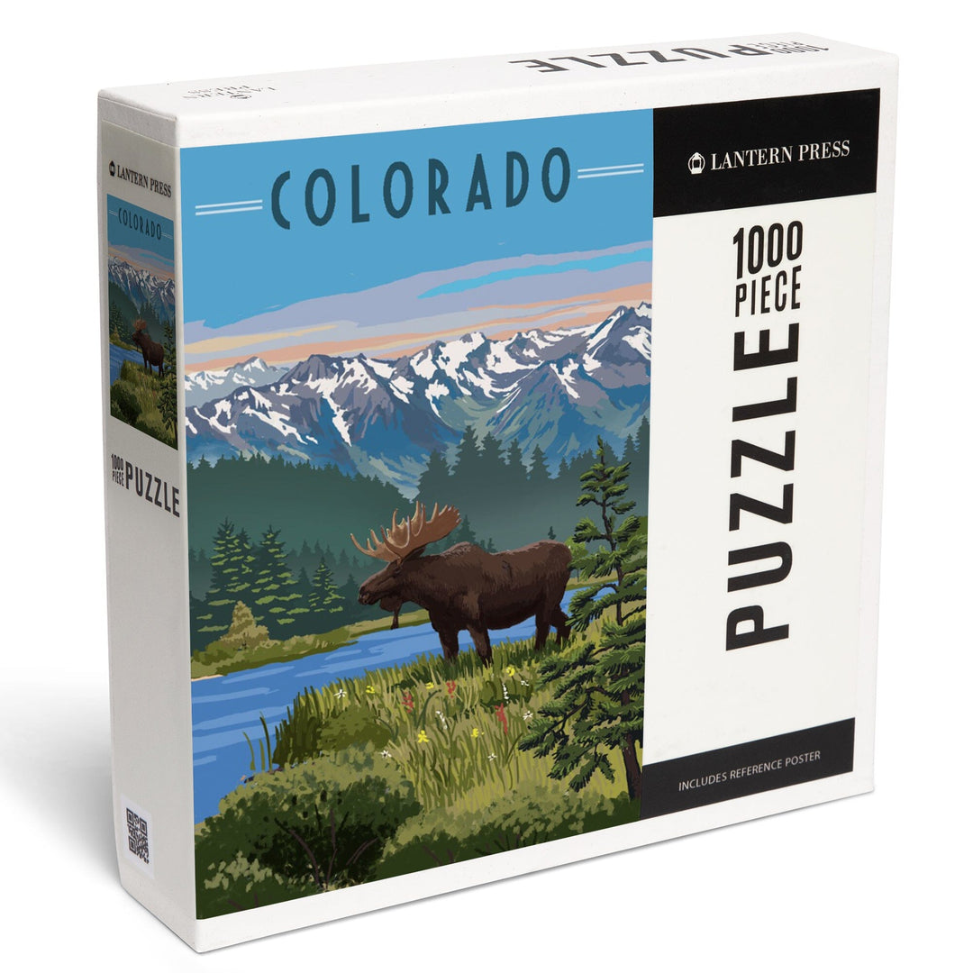 Colorado, Moose, Summer Scene, Jigsaw Puzzle Puzzle Lantern Press 