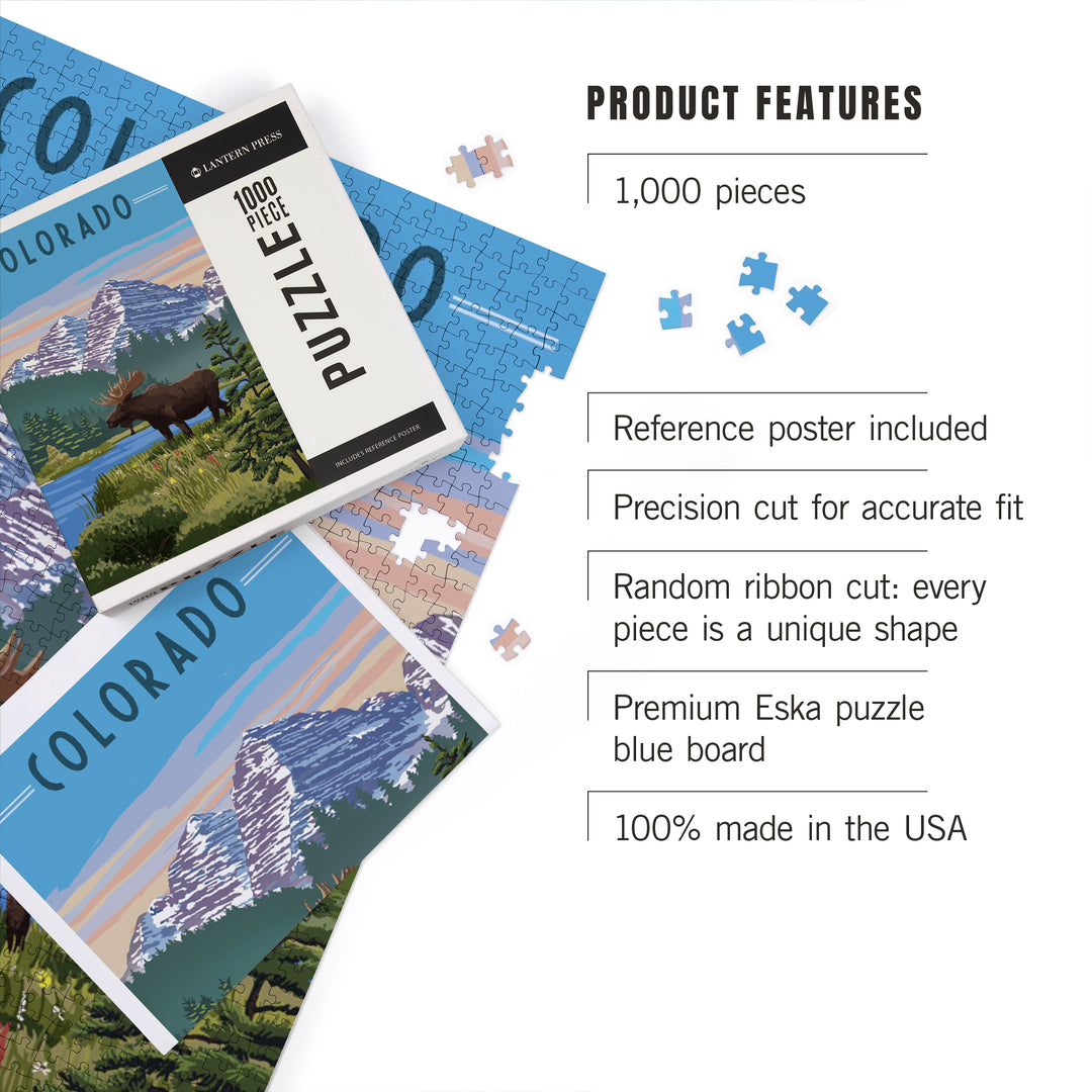 Colorado, Moose, Summer Scene, Maroon Bells, Jigsaw Puzzle Puzzle Lantern Press 