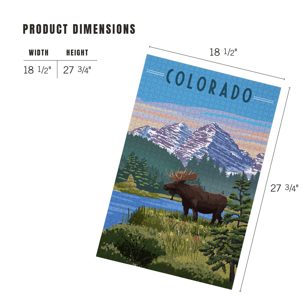 Colorado, Moose, Summer Scene, Maroon Bells, Jigsaw Puzzle Puzzle Lantern Press 