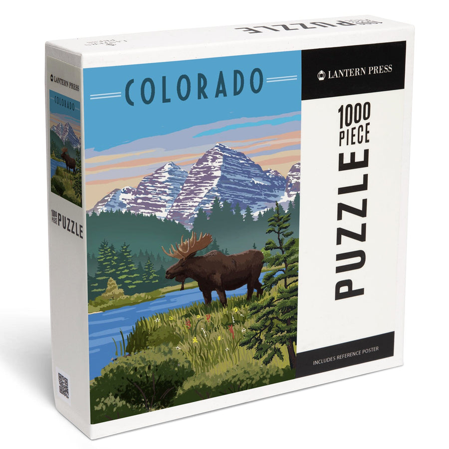Colorado, Moose, Summer Scene, Maroon Bells, Jigsaw Puzzle Puzzle Lantern Press 