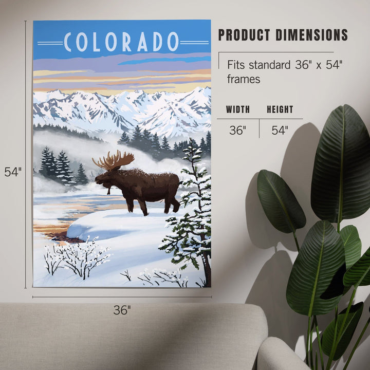 Colorado, Moose, Winter Scene, Art & Giclee Prints Art Lantern Press 