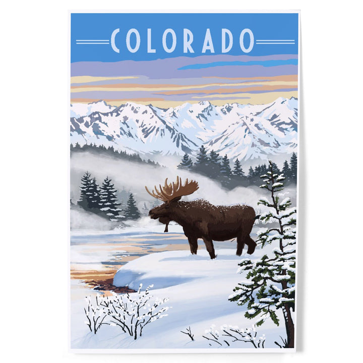 Colorado, Moose, Winter Scene, Art & Giclee Prints Art Lantern Press 