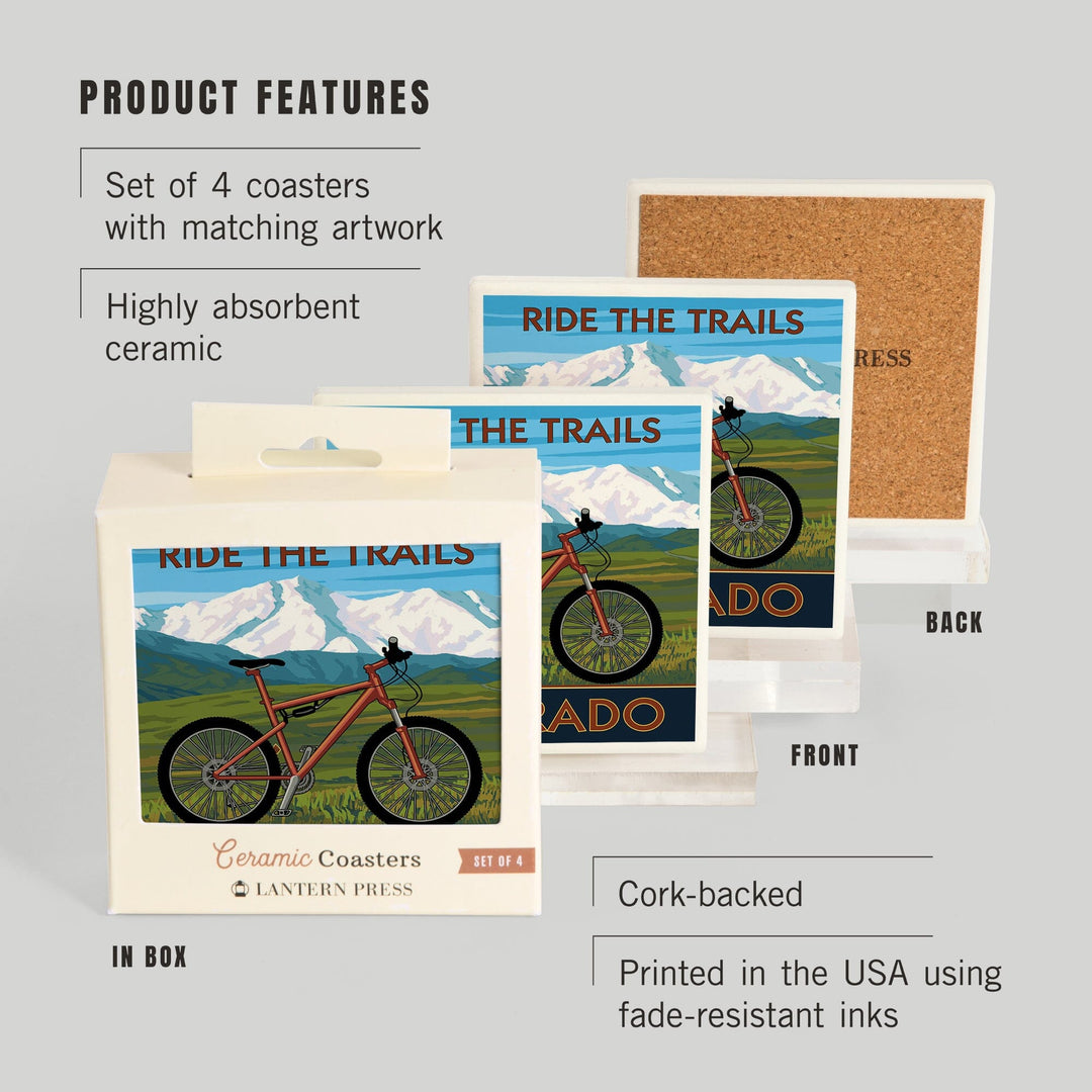Colorado, Mountain Bike, Coasters Coasters Lantern Press 