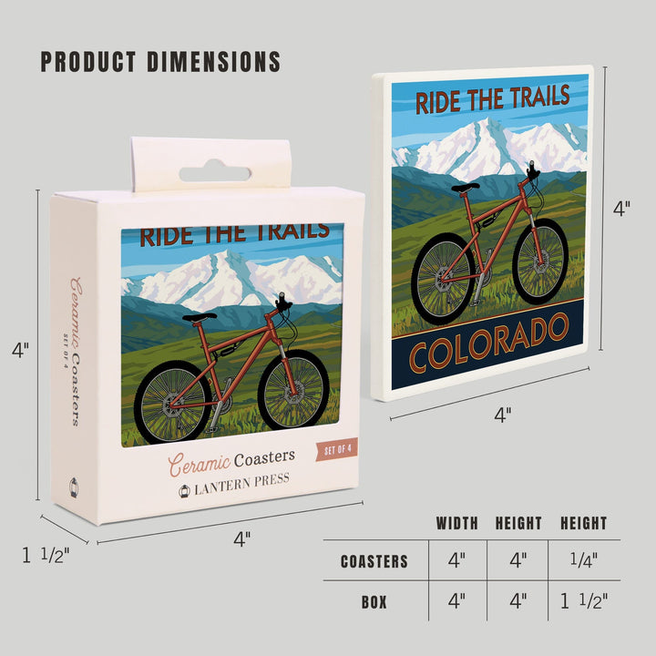 Colorado, Mountain Bike, Coasters Coasters Lantern Press 