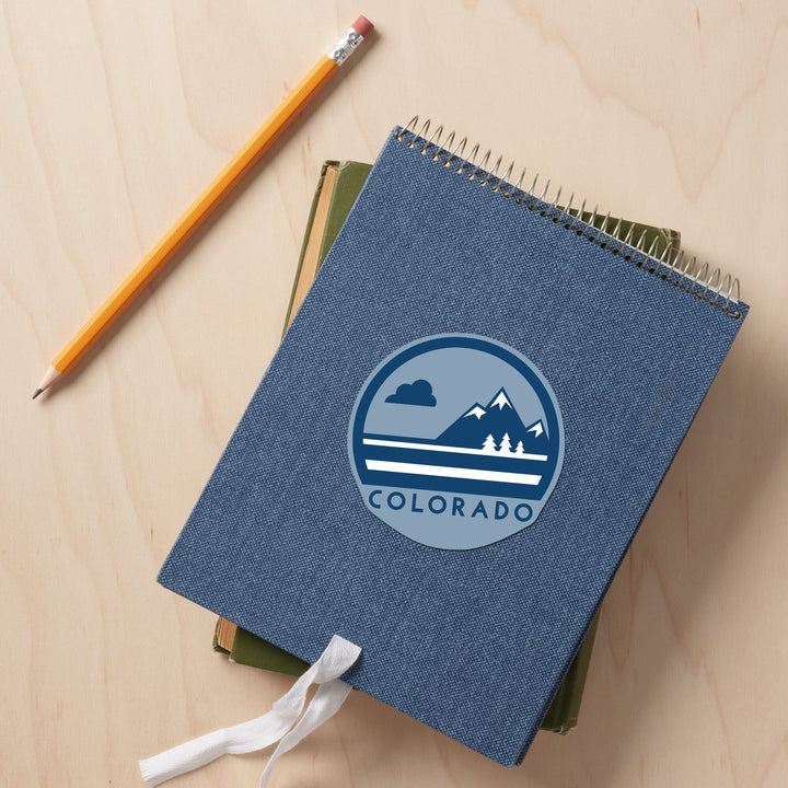 Colorado, Mountain, Contour (Blue), Vinyl Sticker Sticker Lantern Press 