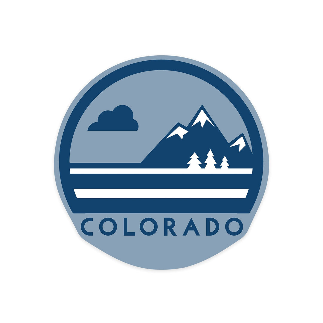 Colorado, Mountain, Contour (Blue), Vinyl Sticker Sticker Lantern Press 