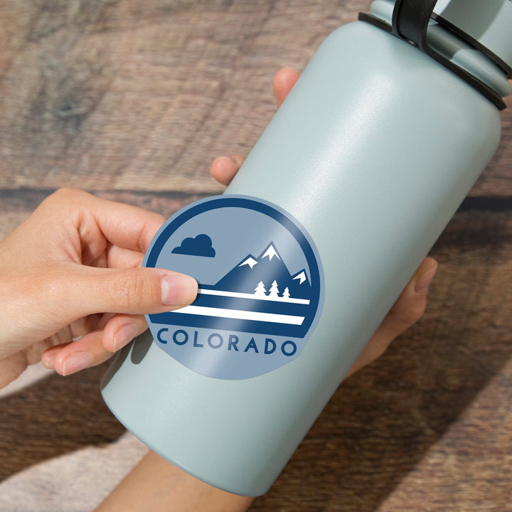 Colorado, Mountain, Contour (Blue), Vinyl Sticker Sticker Lantern Press 