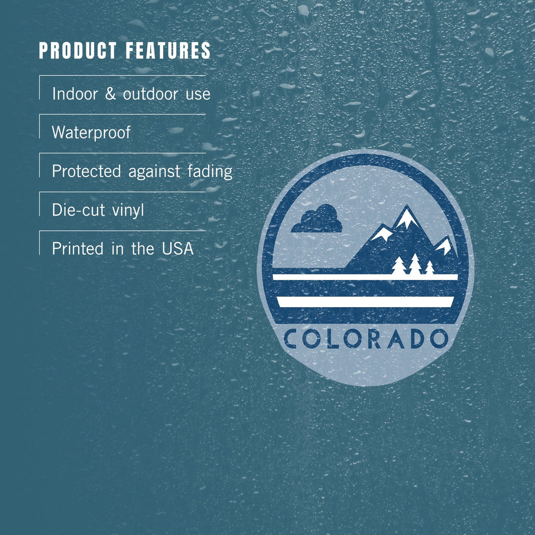 Colorado, Mountain, Contour (Blue), Vinyl Sticker Sticker Lantern Press 