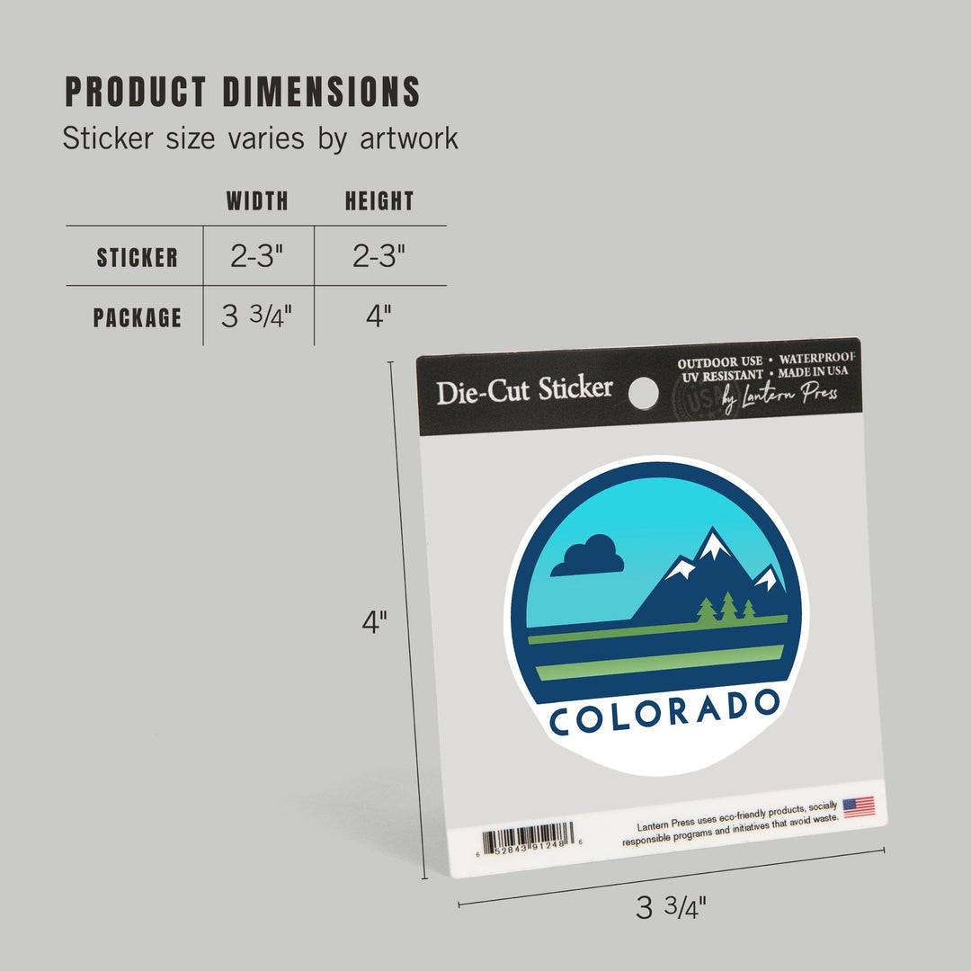 Colorado, Mountain, Contour, Vinyl Sticker Sticker Lantern Press 