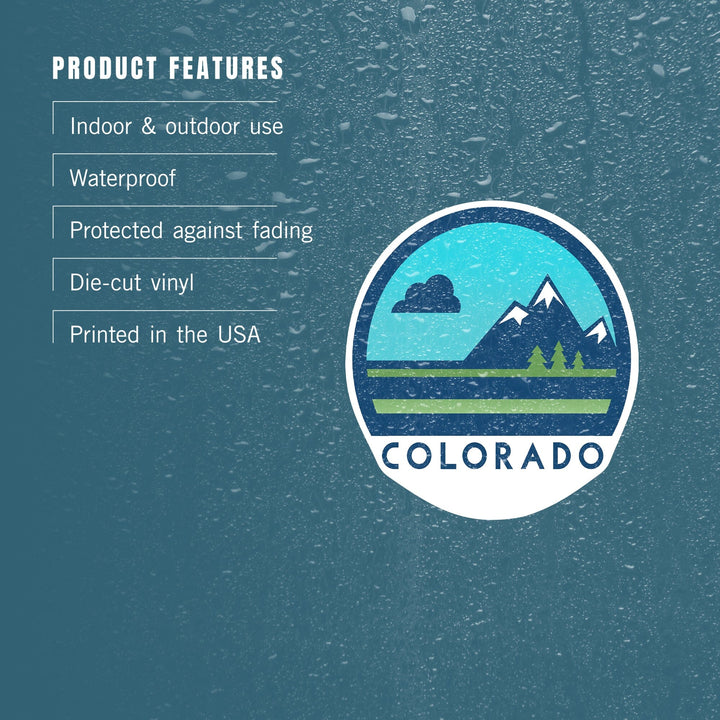 Colorado, Mountain, Contour, Vinyl Sticker Sticker Lantern Press 