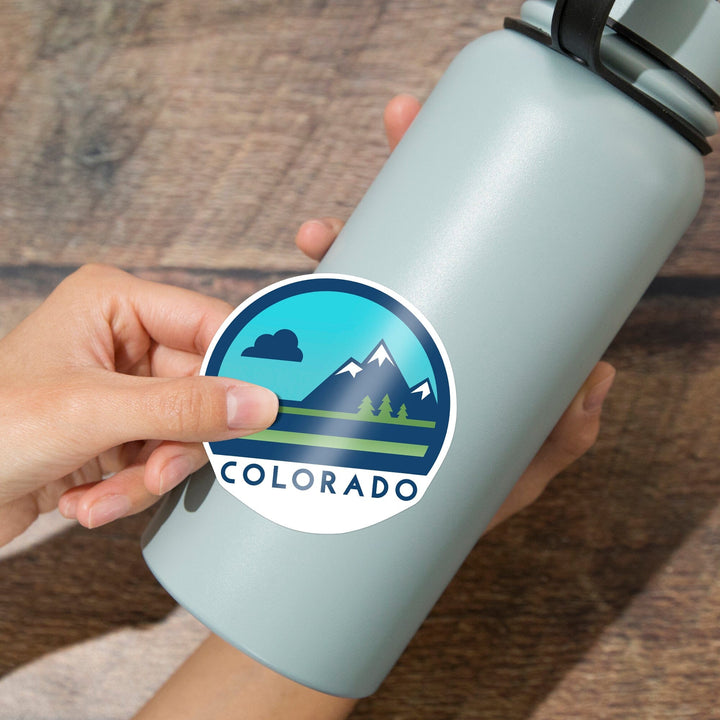 Colorado, Mountain, Contour, Vinyl Sticker Sticker Lantern Press 