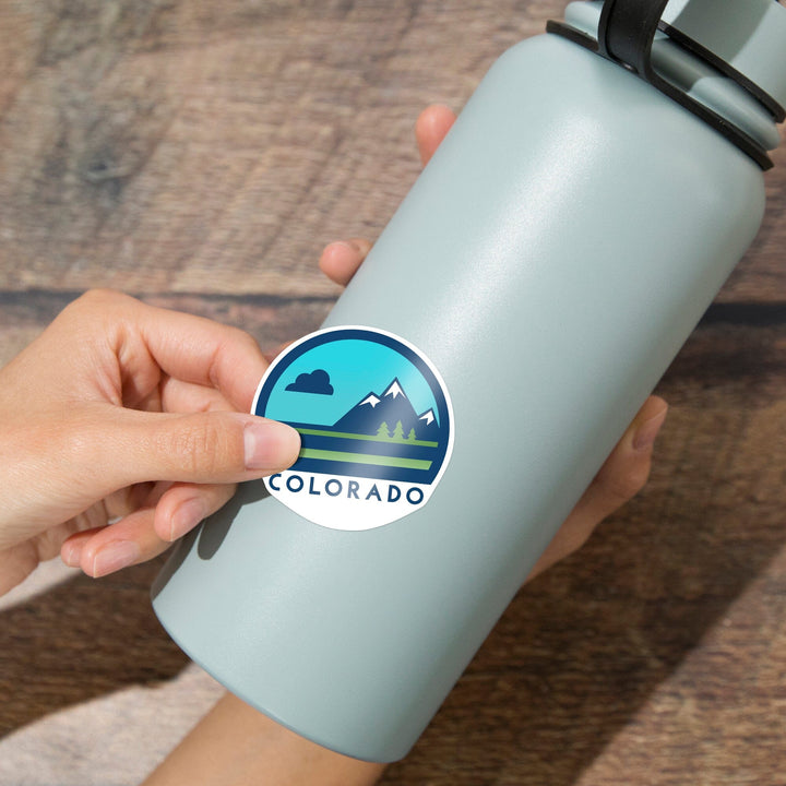 Colorado, Mountain, Contour, Vinyl Sticker Sticker Lantern Press 