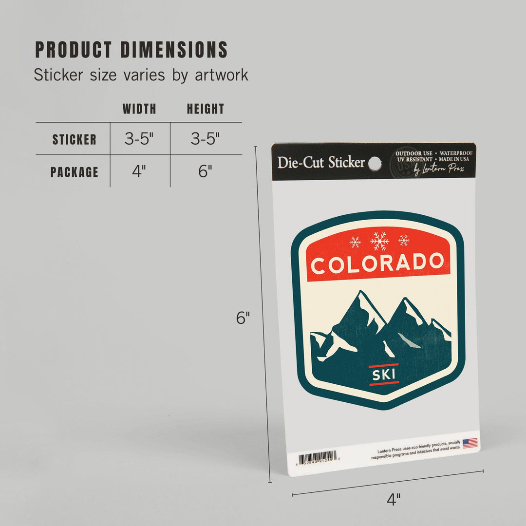 Colorado, Mountains, Contour, Vinyl Sticker Sticker Lantern Press 