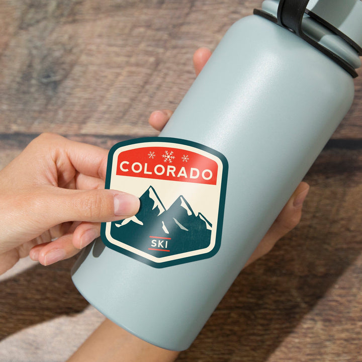 Colorado, Mountains, Contour, Vinyl Sticker Sticker Lantern Press 