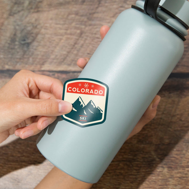 Colorado, Mountains, Contour, Vinyl Sticker Sticker Lantern Press 