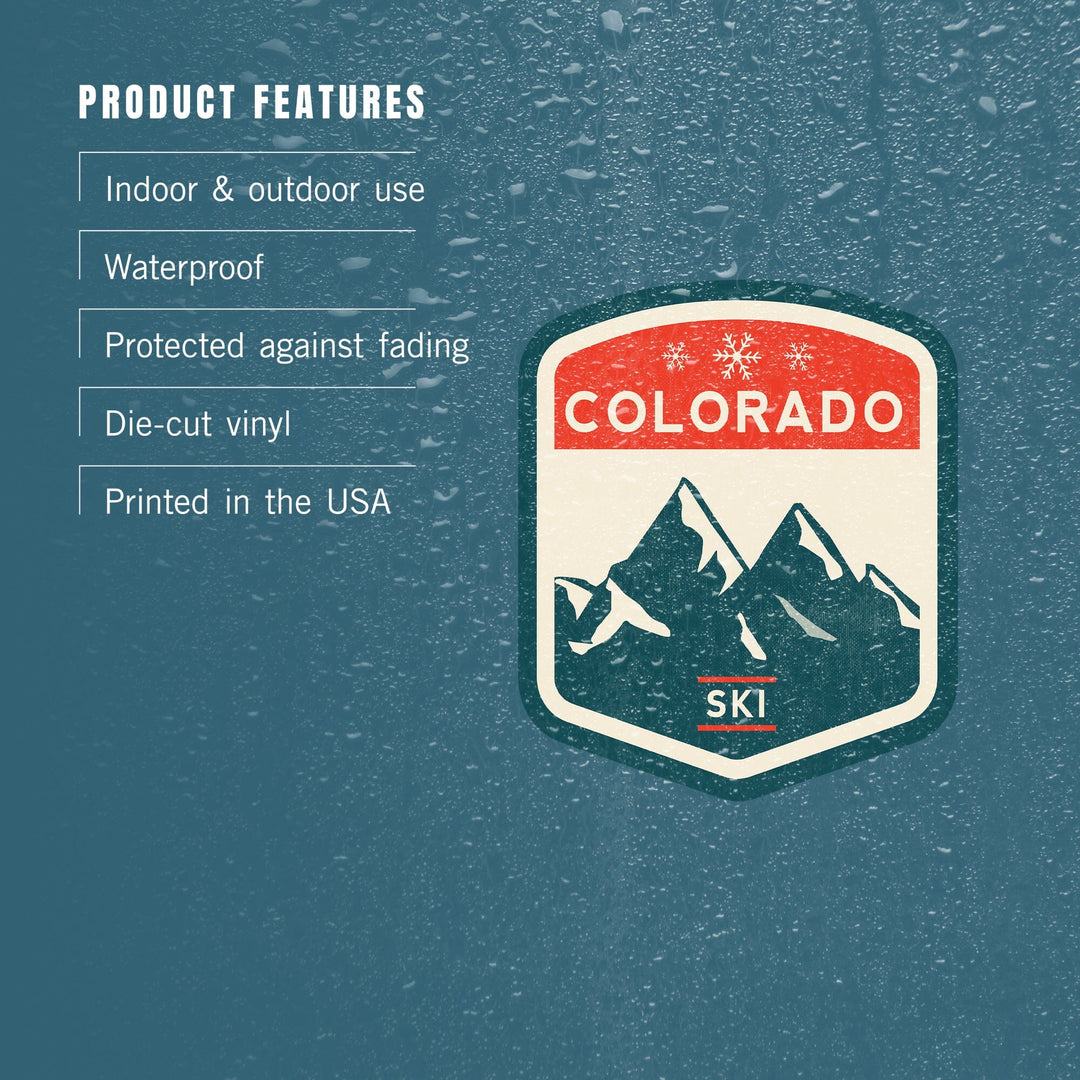 Colorado, Mountains, Contour, Vinyl Sticker Sticker Lantern Press 