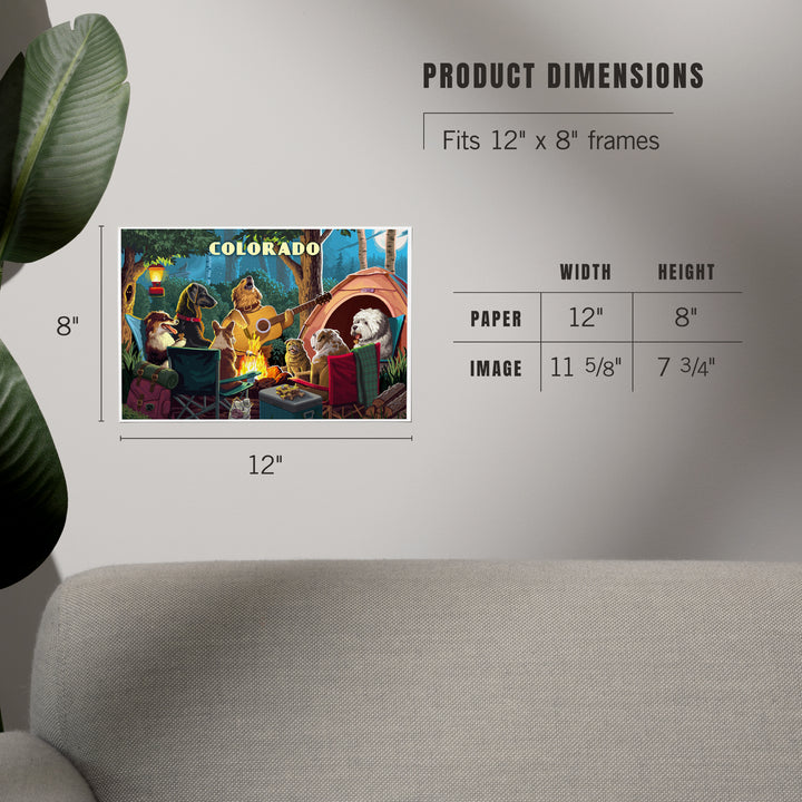 Colorado, Painterly, Pack Life, Dogs Around Campfire, Art & Giclee Prints Art Lantern Press 