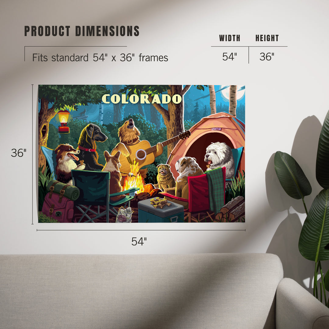 Colorado, Painterly, Pack Life, Dogs Around Campfire, Art & Giclee Prints Art Lantern Press 