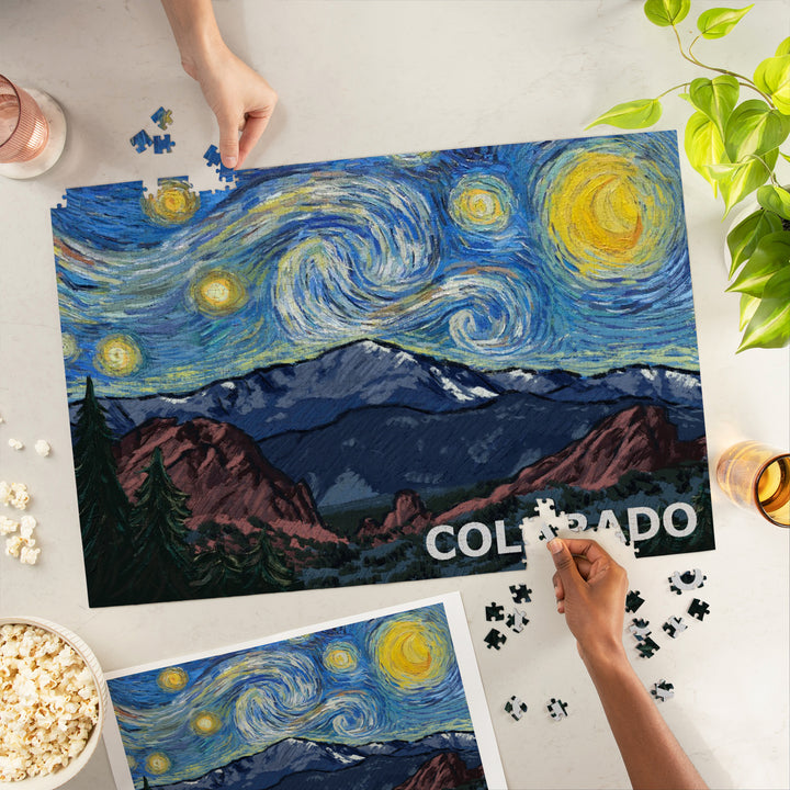 Colorado, Pikes Peak, Starry Night, Jigsaw Puzzle Puzzle Lantern Press 