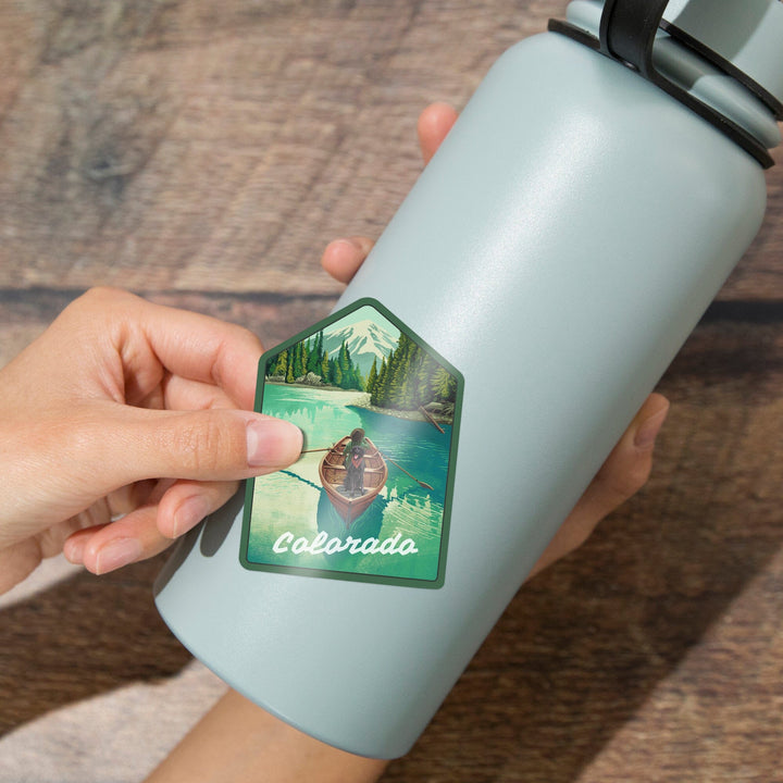 Colorado, Quiet Explorer, Boating, Mountain, Contour, Vinyl Sticker Sticker Lantern Press 