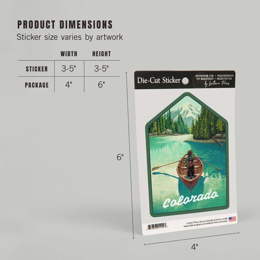Colorado, Quiet Explorer, Boating, Mountain, Contour, Vinyl Sticker Sticker Lantern Press 